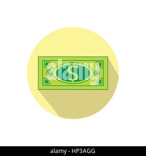 De l'argent dollar. isolé sur fond blanc dans un cercle lumineux. Trendy style plat pour la conception graphique, logos, site web, médias sociaux, applications mobiles Illustration de Vecteur