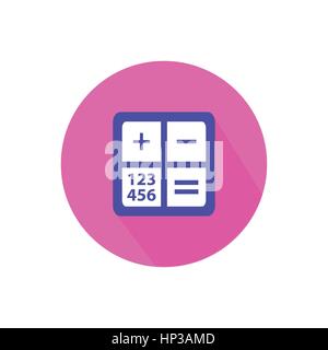 Calculatrice. sur un fond blanc dans un cercle lumineux. Trendy style plat pour la conception graphique, logos, site web, médias sociaux, applications mobiles Illustration de Vecteur