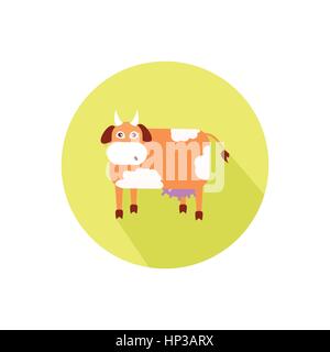 Vache. sur un fond blanc dans un cercle lumineux. Trendy style plat pour la conception graphique, logos, site web, médias sociaux, applications mobiles Illustration de Vecteur