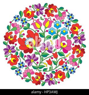 Kalocsai - broderie motif floral ronde folk Hongrois Illustration de Vecteur