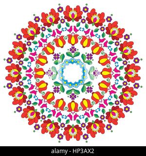 Kalocsai broderie florale - ronde motif art populaire hongrois Illustration de Vecteur