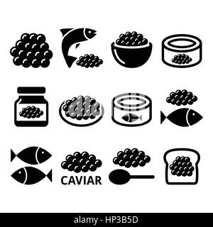 Re, caviar, oeufs de poisson icons set. Food, restaurant vector icons set - caviar isolated on white Illustration de Vecteur