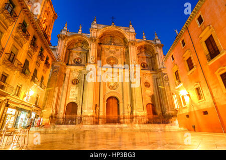 Façade de la cathédrale de la renaissance, Grenade, Andalousie Espagne Banque D'Images