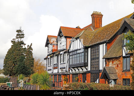 Une vue de la Swan Inn sur les Norfolk Broads à Horning, Norfolk, Angleterre, Royaume-Uni. Banque D'Images