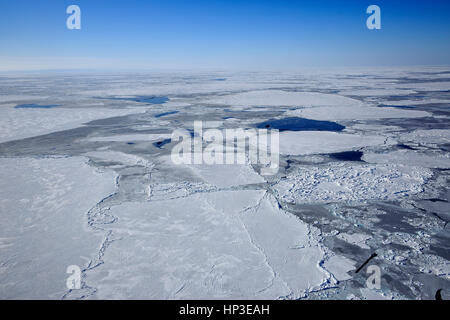 La banquise, îles de la Madeleine, golfe du Saint-Laurent, Québec, Canada, Amérique du Nord, vue aérienne en hiver Banque D'Images