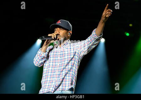 BARCELONA - 30 MAI : Kendrick Lamar (l'artiste hip-hop américain) effectue par Heineken Primavera Sound Festival 2014 (PS14) le 30 mai 2014 dans Ba Banque D'Images