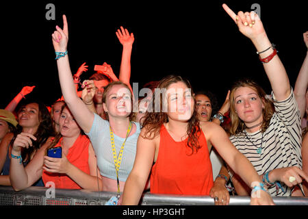 BENICASSIM, ESPAGNE - 17 juillet : foule lors d'un concert au Festival de Musique le 17 juillet 2014 à Benicassim, Espagne. Banque D'Images