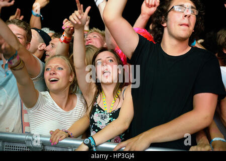 BENICASSIM, ESPAGNE - 19 juillet : foule lors d'un concert au Festival de Musique le 19 juillet 2014 à Benicassim, Espagne. Banque D'Images