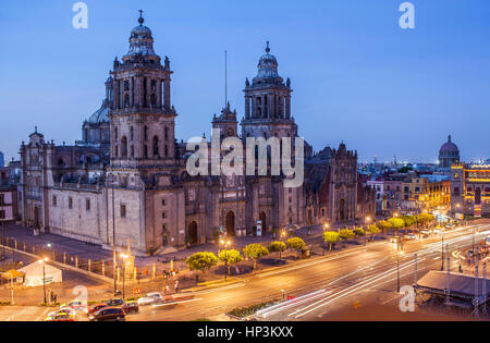 La Cathédrale Métropolitaine, sur la Plaza de la Constitución, El Zocalo, Place Zocalo, Mexico, Mexique Banque D'Images