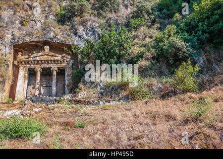 Rocher sculpté Telmessos FETHIYE Fethiye tombeaux du roi Mezarlari - Kaya Banque D'Images