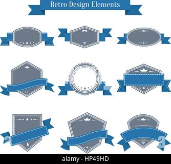 Vector vintage jeu d'étiquettes avec des rubans. Éléments de design collection. Modèles de bannières en style retro Illustration de Vecteur