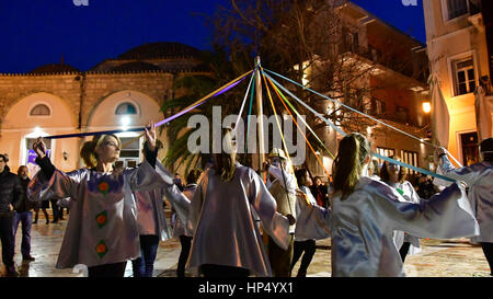 Nauplie, Grèce 18 février 2017.Les manifestations traditionnelles Carnaval à Nauplie dans le cadre de Carnaval en Grèce. Banque D'Images