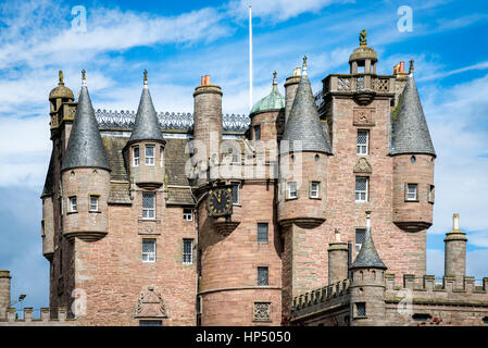 Le Château de Glamis, détails architecturaux de l'Écosse. Glamis Castle est situé à côté du village de Glamis Banque D'Images