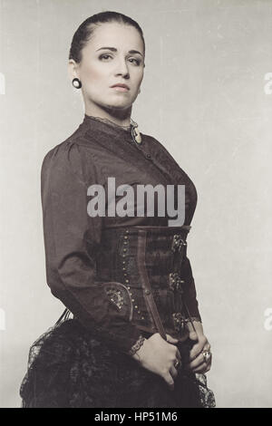 Femme en costume steampunk. Photo ancienne stylisés Banque D'Images