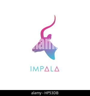 Logotype de l'antilope stylisée artistique. Silhouette d'animaux sauvages. Creative design logo coloré. Vector illustration. Illustration de Vecteur