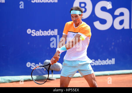 Barcelone - APR 22 : Rafa Nadal (joueur de tennis) joue à l'ATP Open de Barcelone Banc Sabadell Conde de Godo tournoi. Banque D'Images