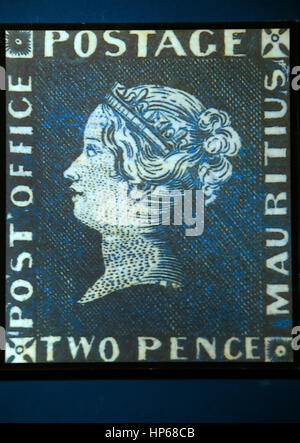 Port Louis, Maurice, bleu Blue Penny Museum, Bleu France, Stamp, penny Bleu, deux pence, Maurice, Blue Penny Museum Banque D'Images