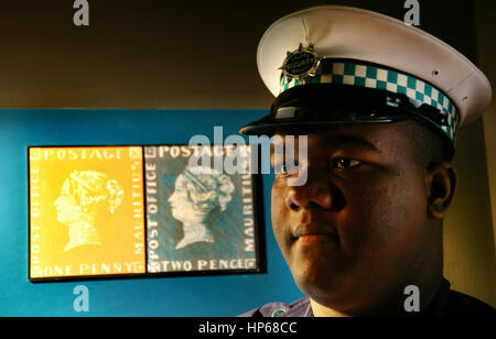 Wachmann vor der Blue Penny, un pence, deux pence, Port Louis, Maurice, Blaue Blue Penny Museum, Blue Penny Museum Banque D'Images