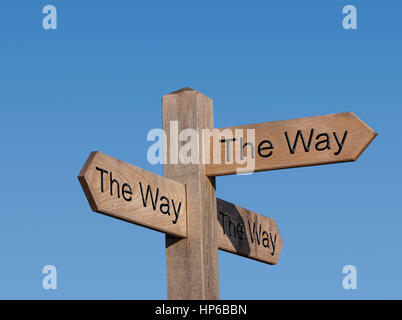La manière d'aller. Poteau de signalisation, signe, post, chemin, route, concept, toujours de la bonne façon. Banque D'Images