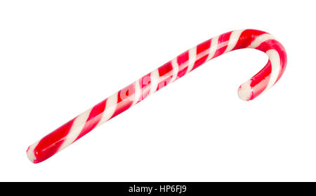 Décoration de Noël. Maison de vacances traditionnelle canne isolé sur blanc. Rayures rouge et blanc Candy Cane isolé sur un fond blanc. Noël peut Banque D'Images