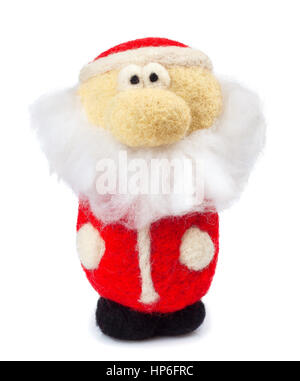 Santa Claus noël décoration isolé sur fond blanc. Le feutrage handmade toy Père Noël isolé sur fond blanc. Décoration de Noël. S Banque D'Images