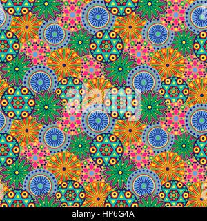 Motif florale avec diverses fleurs géométrique multicolore motley, vector illustration comme un tissu vêtements enfantins Illustration de Vecteur