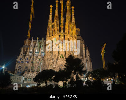 Sagrada Familia conçu par Antoni Gaudi, Barcelone, Catalogne, Espagne Banque D'Images