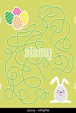 Jeu de labyrinthe de Pâques ou de l'activité pour enfants page : aide le petit bunny pour trouver egg Illustration de Vecteur