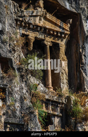 Rock Cut Telmessos tombeaux à FETHIYE Fethiye - Turquie Kaya Mezarları Banque D'Images