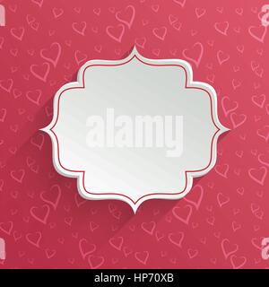 Papier blanc en bannière vintage ou rétro style sur modèle transparent avec des coeurs stylisés. La Saint Valentin modèle de carte de vœux Illustration de Vecteur