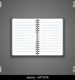 Ordinateur portable ouvert vierge réaliste vecteur isolé sur fond blanc. Le bloc-notes à spirale, des maquettes Illustration de Vecteur