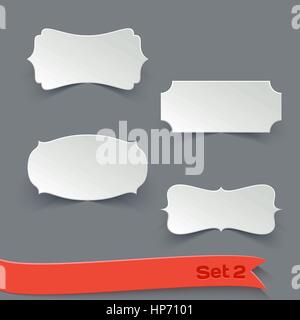 Vector Set de papier blanc vierge étiquettes rétro. Vintage Design Collection d'éléments Illustration de Vecteur