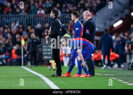 Barcelone, Espagne. Feb 19, 2017. 19 février 2017 : Iniesta pendant le match entre le FC Barcelone vs Getafe, pour le cycle 21 de la Liga Santander, joué au Camp Nou, Barcelona, Espagne, Espagne. /Urbanandsport CronosFoto : Photo Credit : Cronos Foto/Alamy Live News Banque D'Images