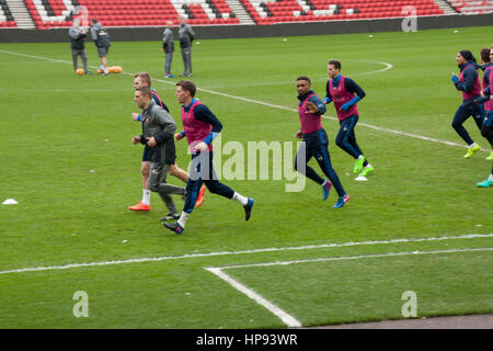 Stade de la lumière, Sunderland,UK.20 Février 2017.Les joueurs de Sunderland lors de la session de formation ouverte devant leurs fans. David Dixon/Alamy Live News Banque D'Images