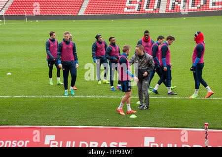 Stade de la lumière, Sunderland,UK.20 Février 2017.Les joueurs de Sunderland lors de la session de formation ouverte devant leurs fans. David Dixon/Alamy Live News Banque D'Images