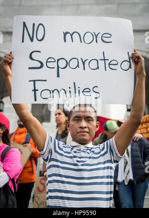 Les droits des immigrés protester à l'Hôtel de Ville, Los Angeles, Californie. Banque D'Images