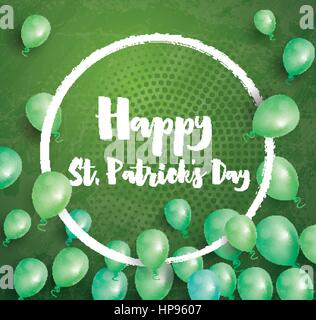 Happy st. Patrick's day card avec ballons et cadre blanc. vector illustration. Illustration de Vecteur