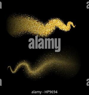 Vector gold glitter vague abstract background, éclats d'or sur fond noir, modèle de conception de VIP Illustration de Vecteur