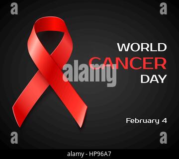 La Journée mondiale contre le cancer concept , fond noir avec ruban rouge, vector illustration Illustration de Vecteur