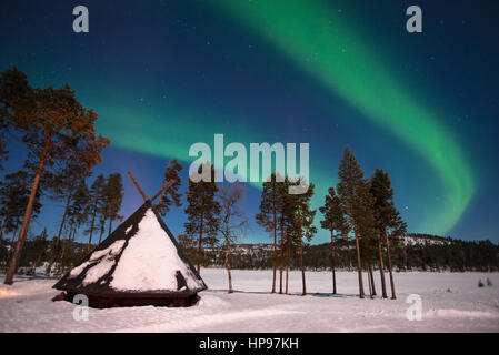 Northern Lights, Aurora Borealis en Laponie, Finlande Banque D'Images
