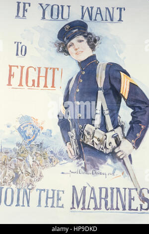 Si vous voulez vous battre inscrivez-vous les marines,par Howard chandler christy,USA,première guerre mondiale Banque D'Images