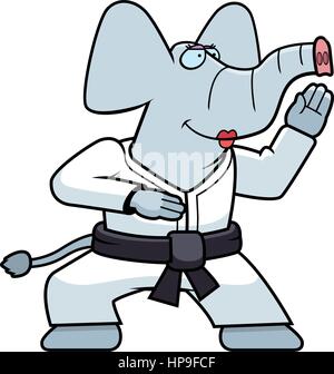 Un dessin animé faisant l'éléphant dans un karaté gi. Illustration de Vecteur