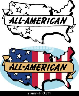 Toutes les bannières en forme américaine USA Illustration de Vecteur