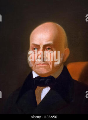 John Quincy Adams (1767-1848). Portrait du 6e président des Etats-Unis, par George Caleb Bingham, huile sur toile, c.1850 original après 1844. Détail d'une grande peinture, HPAA51. Banque D'Images