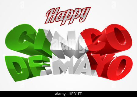 Une bonne étiquette de Cinco de Mayo design autocollant signe en vert rouge et blanc Banque D'Images