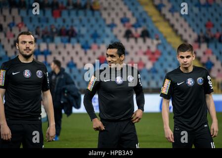 22 mars 2015 : De gauche à droite : Ionut Adrian Putanu, Banel Nicolita, Razvan Gabriel marin au début de la Ligue de soccer jeu je Roumanie entre Steaua Bucarest et Constanta Viitorul ROU ROU au stade Ghencea, Roumanie ROU. Photo : Cronos/Catalin Soare Banque D'Images