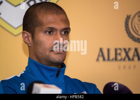 31 mars 2015 : Geraldo Alves lors de la conférence de presse pour présenter le partenariat entre d'ROU et Alexandrion Foundation au Sky Club dans Paulesti, Roumanie ROU. Photo : Cronos/Catalin Soare Banque D'Images