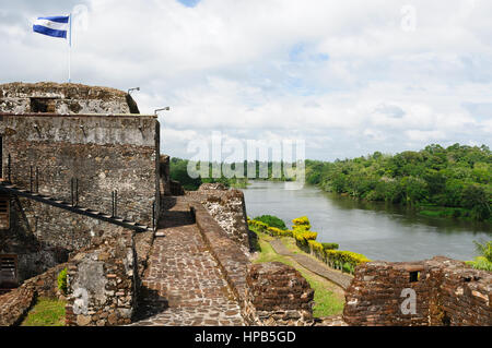 Au Nicaragua, l'enrichissement en défensive espagnole d'El Castillo sur une rive du fleuve San Juan la défense de l'accès à la ville de Grenade contre les pirates. Banque D'Images