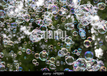 Circulation des bulles de savon coloré flottant dans l'ia Banque D'Images