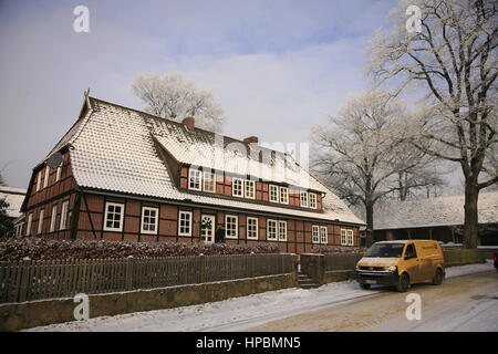 Niederhaverbeck, Lüneburger Heide im Winter, Niedersachsen, Deutschland Banque D'Images